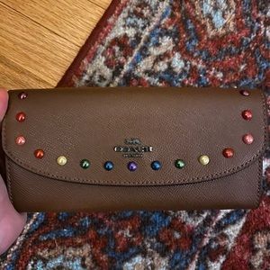 RARE SLIM COACH WALLET WITH RAINBOW STUDS- *NEW*